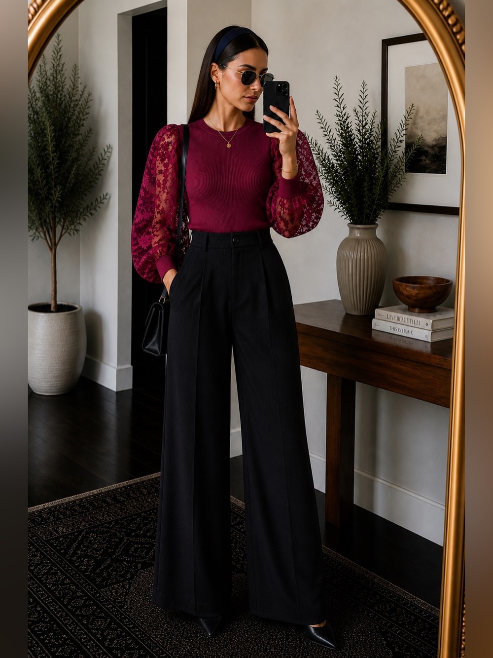 Lace puff sleeve long sleeve stretchy top size xl